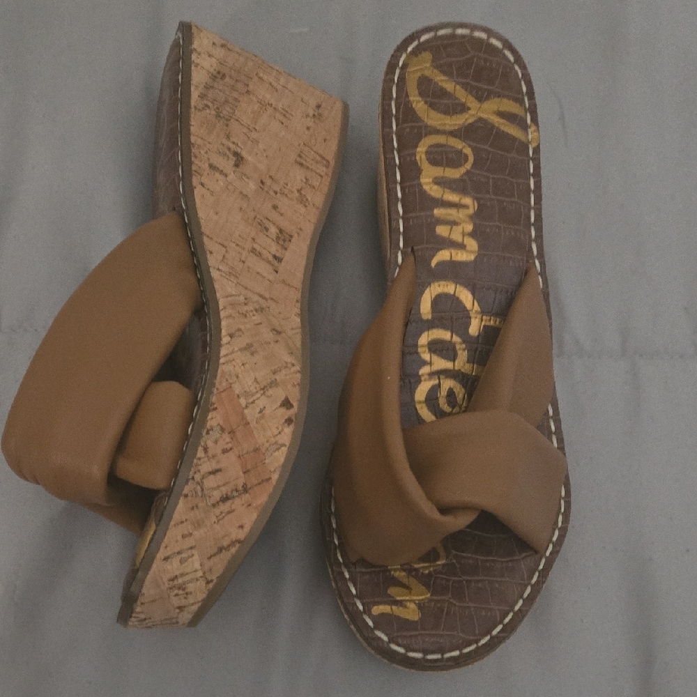 Sam Edelman Brown Leather Wedge Sandals